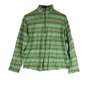 Woolrich Womens Jacket Green 1/4 Zip Long Sleeve 100% Cotton Pullover Medium